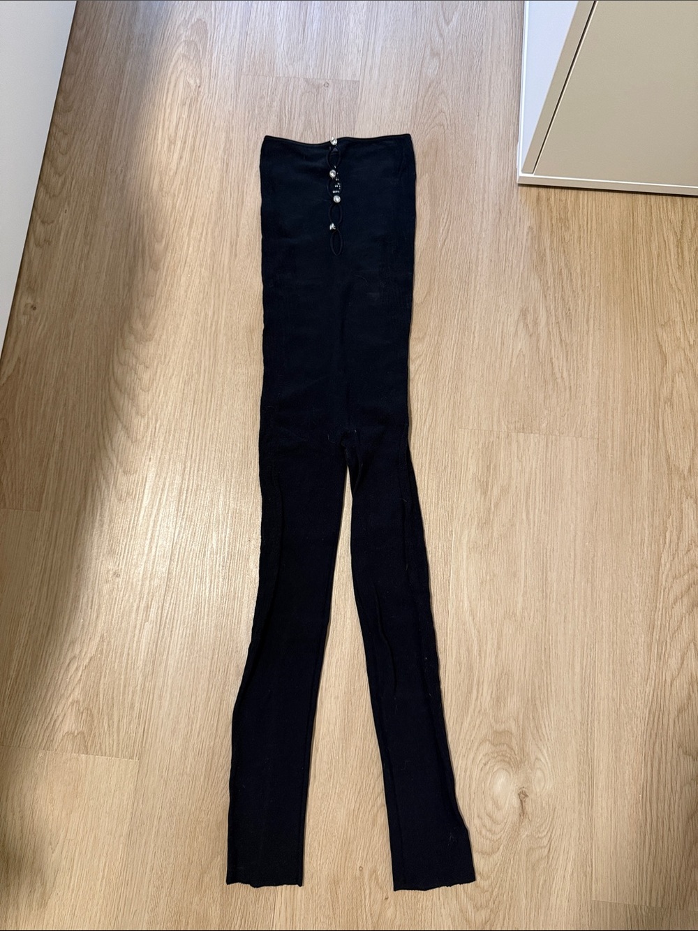 White Fox Boutique Black Ribbed Button-Front Jumpsuit